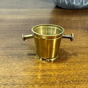 Miniature Solid Brass Mortar for Dollhouse 1" High Trinket Shelf Decor